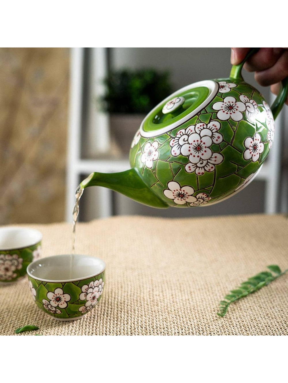 Urban Tokyo - Ume Plum Blossoms Green Tea Set 26oz Tea Pot with 2 Cups